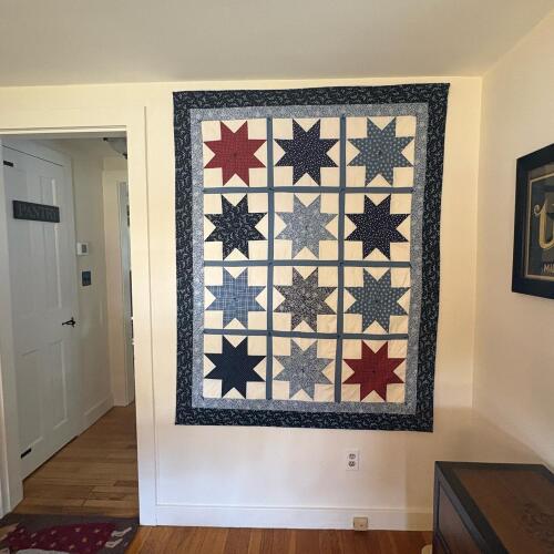 Patchwork Sawtooth Star Hand-Made Quilt Wall Hanging