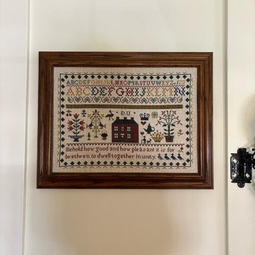 21" x 16.5" Framed Cross-Stitch Sampler with Inspirational Verse