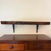 Rustic Live Edge Wall Shelf with Ornate Black Cast Iron Brackets