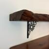 Rustic Live Edge Wall Shelf with Ornate Black Cast Iron Brackets - 2