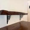 Rustic Live Edge Wall Shelf with Ornate Black Cast Iron Brackets - 3