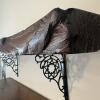 Rustic Live Edge Wall Shelf with Ornate Black Cast Iron Brackets - 6