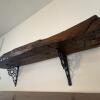 Rustic Live Edge Wall Shelf with Ornate Black Cast Iron Brackets - 7