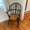 Windsor Style Armchair with Rush Seat and Floral Cushion - 2