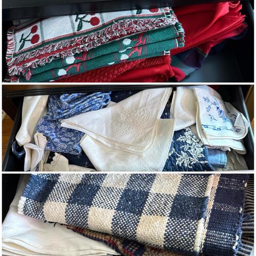 Assorted Lot of Cloth Napkins and Placemats - Holiday, Plaid, Embroidered