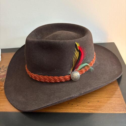 Vintage Akubra Cattleman Brown Fur Felt Outback Hat - Size 57 cm