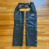 Harley-Davidson Black Leather Motorcycle Chaps - XS with Eagle Patch