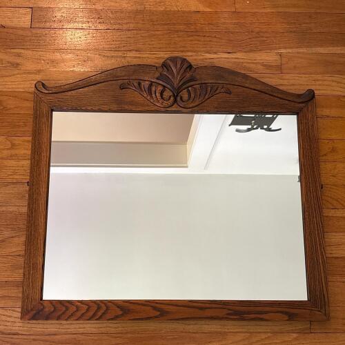 25" x 27" Ornate Carved Wood Wall Mirror - Heavy