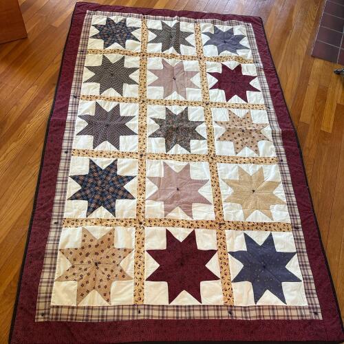 Patchwork Star Quilt - 47.5" x 73.75"