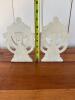 Ornate ASPI 1999 Resin Bookends Pair &ndash; Ivory Scroll Heart Design - 2