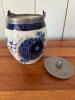 Adams of Tunstall Cobalt Blue Biscuit Barrel with Metal Lid