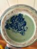 English Porcelain Oil Lamp with Blue Transferware Design and Glass Chimney - 3