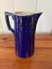 Ceramic Pitcher with Cobalt Blue Glaze and Faceted Design