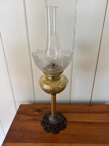 Vintage Victorian Brass Oil Lamp