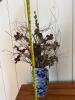 Large Blue & White Floral Porcelain Vase with Dried/Artificial Flower Arrangement - 2