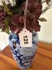 Large Blue & White Floral Porcelain Vase with Dried/Artificial Flower Arrangement - 3