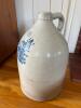 Vintage Stoneware Jug with Blue Floral Decoration