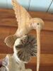 Hand-Carved Wooden Hummingbird and Flower Sculpture - 3