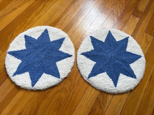 Set of 2 Round Hooked Wool Mats