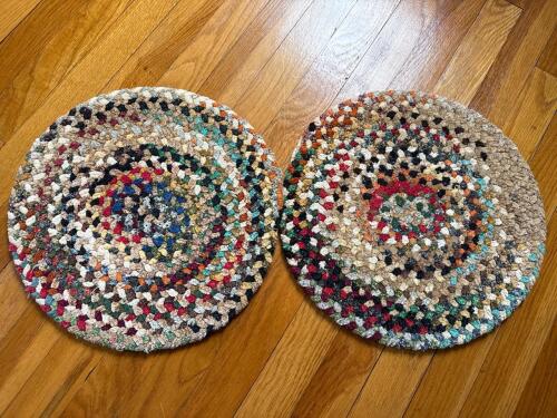 Set of 2 Multicolor Braided Round Chair Pads
