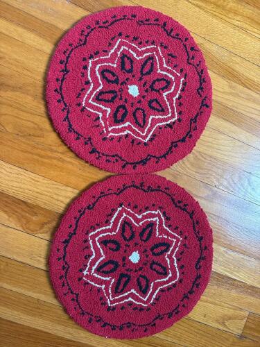 Hand-Hooked Bandana Pattern Round Textile Mats
