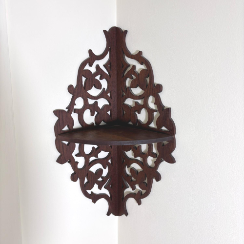 Victorian Fretwork Wooden Corner Wall Shelf