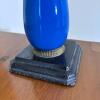 Vintage Glass Oil Lamp with Blue Base & Starburst Pattern - 2