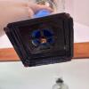 Vintage Glass Oil Lamp with Blue Base & Starburst Pattern - 10
