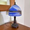 Hand-Painted Mt. Fuji Art Nouveau Table Lamp