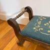 Vintage Wooden Footstool with Floral Needlepoint Upholstery - 4