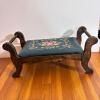 Vintage Wooden Footstool with Floral Needlepoint Upholstery - 6