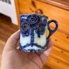 Vintage Blue & White Ceramic Candlestick, Trinket Box, & Cup - 2