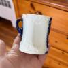 Vintage Blue & White Ceramic Candlestick, Trinket Box, & Cup - 4