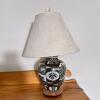 Vintage Ceramic Ginger Jar Table Lamp with Embroidered Shade