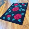 Hand-Hooked Wool Rug with Red Roses, 2' x 3'
