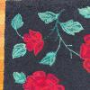 Hand-Hooked Wool Rug with Red Roses, 2' x 3' - 2