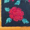 Hand-Hooked Wool Rug with Red Roses, 2' x 3' - 3