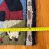 Hand-Hooked Wool Rug with Farm Scene Folk Art. 1'6" x 2'1" - 9