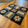 Hand-Hooked Wool Rug with Geometric Floral Design, 2'8" x 2'8"