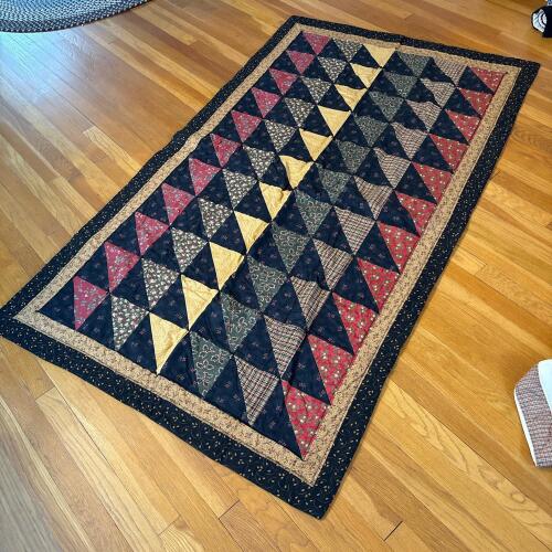 Handmade Triangle Patchwork Quilt, 41" x 73"
