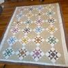 Handmade Multicolor Sawtooth Star Patchwork Quilt, 65" x 82"