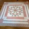 Vintage Handmade Pink & Green Floral Patchwork Quilt, 78" x 79" - 2