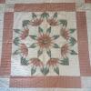 Vintage Handmade Pink & Green Floral Patchwork Quilt, 78" x 79" - 3