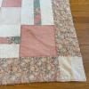 Vintage Handmade Pink & Green Floral Patchwork Quilt, 78" x 79" - 5