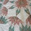Vintage Handmade Pink & Green Floral Patchwork Quilt, 78" x 79" - 7