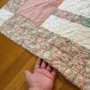 Vintage Handmade Pink & Green Floral Patchwork Quilt, 78" x 79" - 8