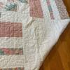 Vintage Handmade Pink & Green Floral Patchwork Quilt, 78" x 79" - 9