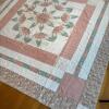 Vintage Handmade Pink & Green Floral Patchwork Quilt, 78" x 79" - 11
