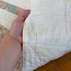 Vintage Handmade Pink & Green Floral Patchwork Quilt, 78" x 79" - 12