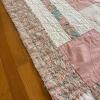 Vintage Handmade Pink & Green Floral Patchwork Quilt, 78" x 79" - 18